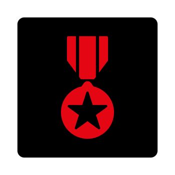 Army award icon from Award Buttons OverColor Set. Icon style is intensive red and black colors, flat rounded square button, white background.