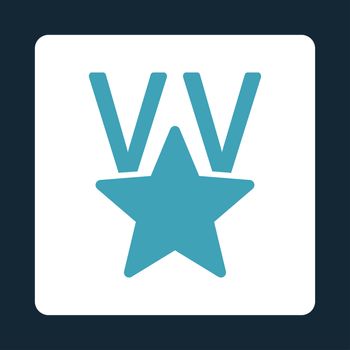 Victory icon from Award Buttons OverColor Set. Icon style is blue and white colors, flat rounded square button, dark blue background.