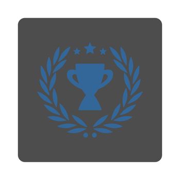 Glory icon from Award Buttons OverColor Set. Icon style is cobalt and gray colors, flat rounded square button, white background.