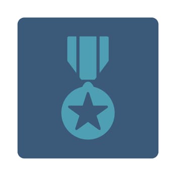 Army award icon from Award Buttons OverColor Set. Icon style is cyan and blue colors, flat rounded square button, white background.