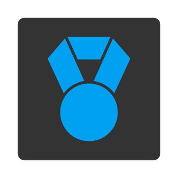 Achievement icon from Award Buttons OverColor Set. Icon style is blue and gray colors, flat rounded square button, white background.