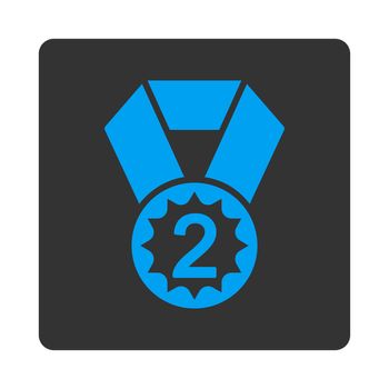 Second place icon from Award Buttons OverColor Set. Icon style is blue and gray colors, flat rounded square button, white background.