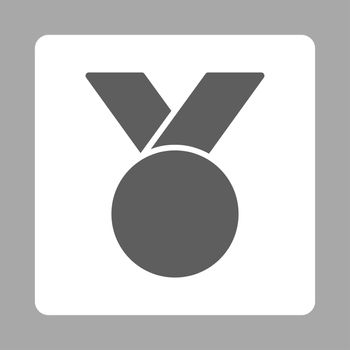 Army medal icon from Award Buttons OverColor Set. Icon style is dark gray and white colors, flat rounded square button, silver background.