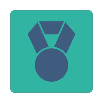 Achievement icon from Award Buttons OverColor Set. Icon style is cobalt and cyan colors, flat rounded square button, white background.