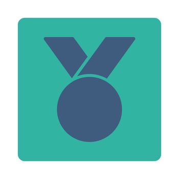 Army medal icon from Award Buttons OverColor Set. Icon style is cobalt and cyan colors, flat rounded square button, white background.
