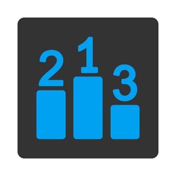 Pedestal icon from Award Buttons OverColor Set. Icon style is blue and gray colors, flat rounded square button, white background.