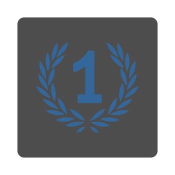 Win icon from Award Buttons OverColor Set. Icon style is cobalt and gray colors, flat rounded square button, white background.