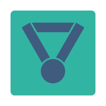 Champion award icon from Award Buttons OverColor Set. Icon style is cobalt and cyan colors, flat rounded square button, white background.