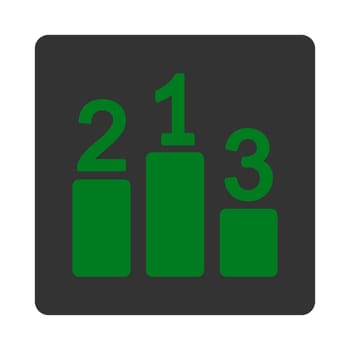Pedestal icon from Award Buttons OverColor Set. Icon style is green and gray colors, flat rounded square button, white background.