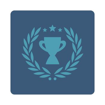 Glory icon from Award Buttons OverColor Set. Icon style is cyan and blue colors, flat rounded square button, white background.