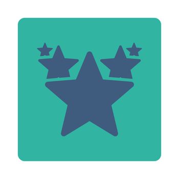 Hit parade icon from Award Buttons OverColor Set. Icon style is cobalt and cyan colors, flat rounded square button, white background.