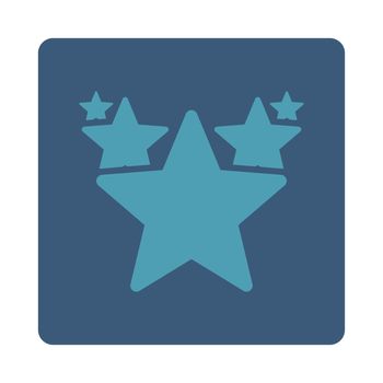 Hit parade icon from Award Buttons OverColor Set. Icon style is cyan and blue colors, flat rounded square button, white background.