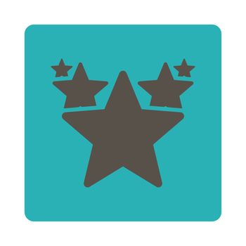 Hit parade icon from Award Buttons OverColor Set. Icon style is grey and cyan colors, flat rounded square button, white background.