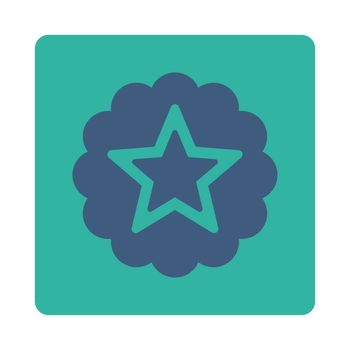 Premium icon from Award Buttons OverColor Set. Icon style is cobalt and cyan colors, flat rounded square button, white background.