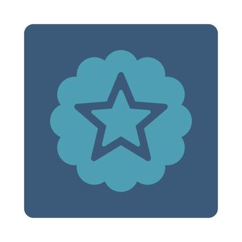 Premium icon from Award Buttons OverColor Set. Icon style is cyan and blue colors, flat rounded square button, white background.