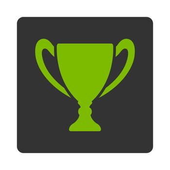Cup icon from Award Buttons OverColor Set. Icon style is eco green and gray colors, flat rounded square button, white background.