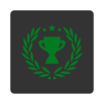 Glory icon from Award Buttons OverColor Set. Icon style is green and gray colors, flat rounded square button, white background.