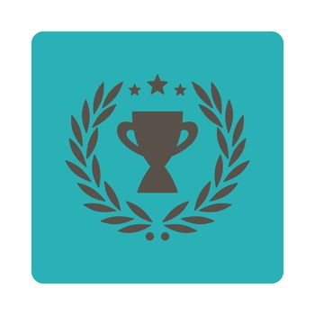 Glory icon from Award Buttons OverColor Set. Icon style is grey and cyan colors, flat rounded square button, white background.