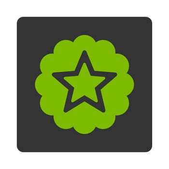 Premium icon from Award Buttons OverColor Set. Icon style is eco green and gray colors, flat rounded square button, white background.