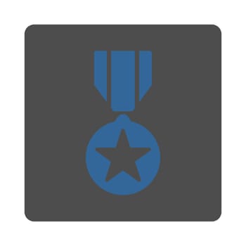 Army award icon from Award Buttons OverColor Set. Icon style is cobalt and gray colors, flat rounded square button, white background.