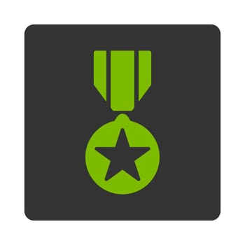 Army award icon from Award Buttons OverColor Set. Icon style is eco green and gray colors, flat rounded square button, white background.