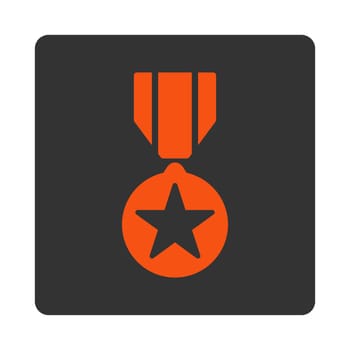Army award icon from Award Buttons OverColor Set. Icon style is orange and gray colors, flat rounded square button, white background.