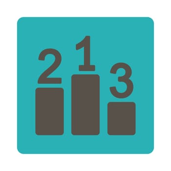 Pedestal icon from Award Buttons OverColor Set. Icon style is grey and cyan colors, flat rounded square button, white background.