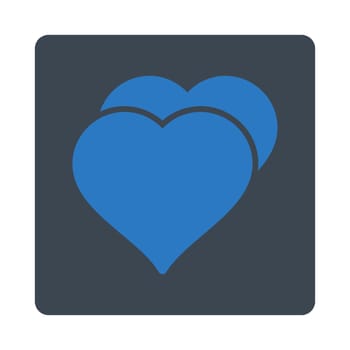 Love icon from Award Buttons OverColor Set. Icon style is smooth blue colors, flat rounded square button, white background.