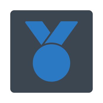 Army medal icon from Award Buttons OverColor Set. Icon style is smooth blue colors, flat rounded square button, white background.