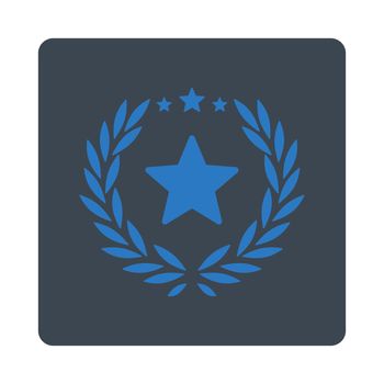 Proud icon from Award Buttons OverColor Set. Icon style is smooth blue colors, flat rounded square button, white background.