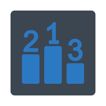 Pedestal icon from Award Buttons OverColor Set. Icon style is smooth blue colors, flat rounded square button, white background.