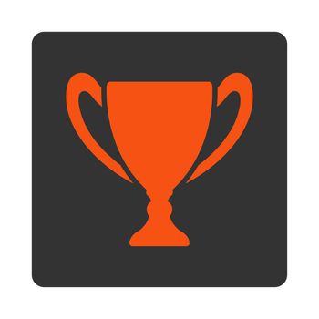 Cup icon from Award Buttons OverColor Set. Icon style is orange and gray colors, flat rounded square button, white background.