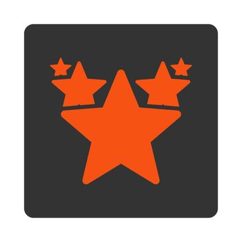 Hit parade icon from Award Buttons OverColor Set. Icon style is orange and gray colors, flat rounded square button, white background.