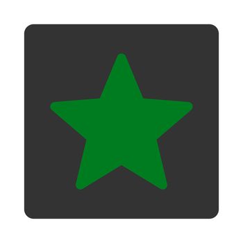 Star icon from Award Buttons OverColor Set. Icon style is green and gray colors, flat rounded square button, white background.