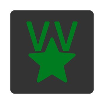 Victory icon from Award Buttons OverColor Set. Icon style is green and gray colors, flat rounded square button, white background.