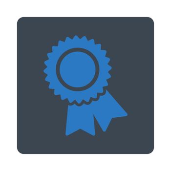 Certification icon from Award Buttons OverColor Set. Icon style is smooth blue colors, flat rounded square button, white background.