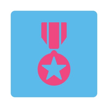 Army award icon from Award Buttons OverColor Set. Icon style is pink and blue colors, flat rounded square button, white background.