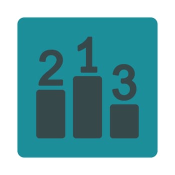 Pedestal icon from Award Buttons OverColor Set. Icon style is soft blue colors, flat rounded square button, white background.