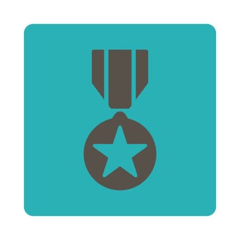 Army award icon from Award Buttons OverColor Set. Icon style is grey and cyan colors, flat rounded square button, white background.