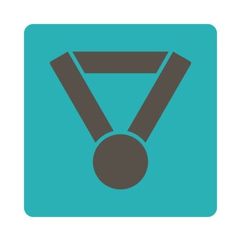 Champion award icon from Award Buttons OverColor Set. Icon style is grey and cyan colors, flat rounded square button, white background.