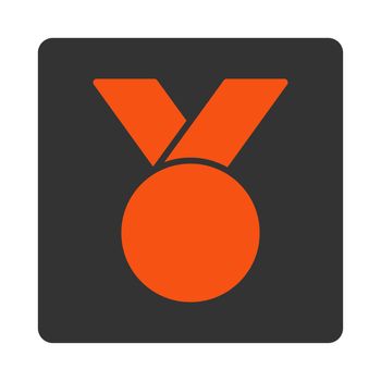 Army medal icon from Award Buttons OverColor Set. Icon style is orange and gray colors, flat rounded square button, white background.