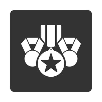 Awards icon from Award Buttons OverColor Set. Icon style is white and gray colors, flat rounded square button, white background.