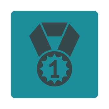 First place icon from Award Buttons OverColor Set. Icon style is soft blue colors, flat rounded square button, white background.