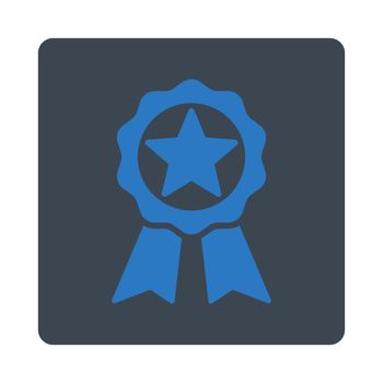 Award icon from Award Buttons OverColor Set. Icon style is smooth blue colors, flat rounded square button, white background.