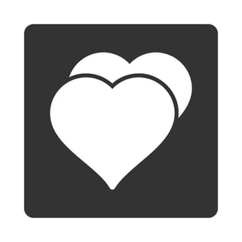 Love icon from Award Buttons OverColor Set. Icon style is white and gray colors, flat rounded square button, white background.