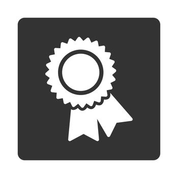 Certification icon from Award Buttons OverColor Set. Icon style is white and gray colors, flat rounded square button, white background.