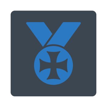 Maltese medal icon from Award Buttons OverColor Set. Icon style is smooth blue colors, flat rounded square button, white background.