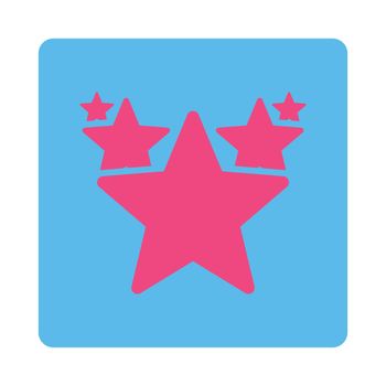 Hit parade icon from Award Buttons OverColor Set. Icon style is pink and blue colors, flat rounded square button, white background.