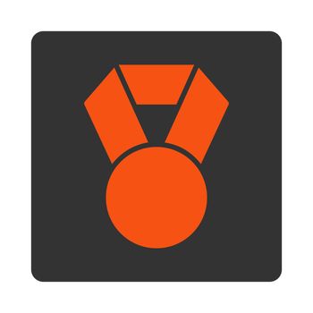 Achievement icon from Award Buttons OverColor Set. Icon style is orange and gray colors, flat rounded square button, white background.