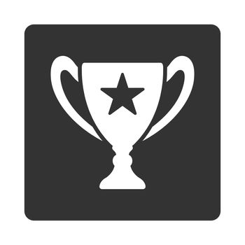 Trophy icon from Award Buttons OverColor Set. Icon style is white and gray colors, flat rounded square button, white background.
